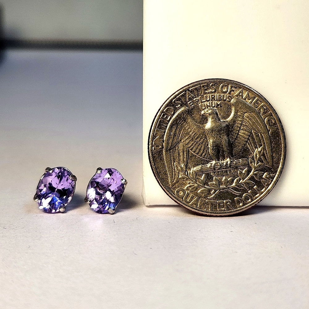 VTG 8x6mm 3cts Glowing Tanzanite Indigo 8x6mm 925 Stud Earrings, Our Last Pair - Picture 11 of 15